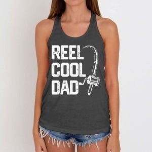 Men Reel Cool Dad Fishing Daddy Fathers Day Gift Women's Knotted Racerback Tank