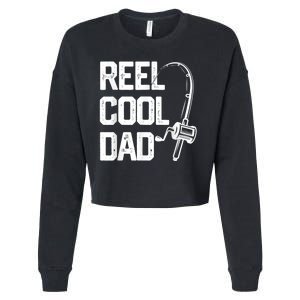 Men Reel Cool Dad Fishing Daddy Fathers Day Gift Cropped Pullover Crew