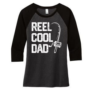 Men Reel Cool Dad Fishing Daddy Fathers Day Gift Women's Tri-Blend 3/4-Sleeve Raglan Shirt