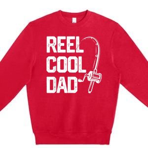 Men Reel Cool Dad Fishing Daddy Fathers Day Gift Premium Crewneck Sweatshirt