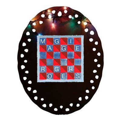 M.A.G.G.I.E Rogers Checkmate Ceramic Oval Ornament