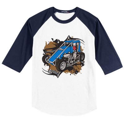 Midget Race Car Dirt Track Racing Baseball Sleeve Shirt