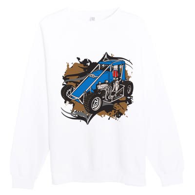 Midget Race Car Dirt Track Racing Premium Crewneck Sweatshirt