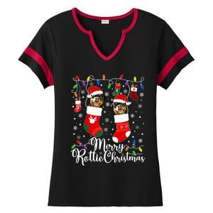 Merry Rottie Christmas Rottweiler Xmas Party Rottweiler Cool Gift Ladies Halftime Notch Neck Tee