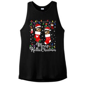 Merry Rottie Christmas Rottweiler Xmas Party Rottweiler Cool Gift Ladies PosiCharge Tri-Blend Wicking Tank