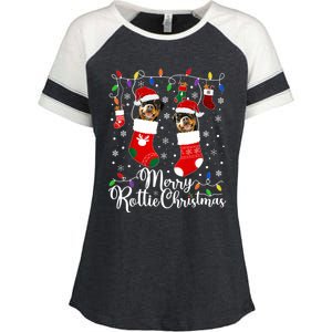 Merry Rottie Christmas Rottweiler Xmas Party Rottweiler Cool Gift Enza Ladies Jersey Colorblock Tee