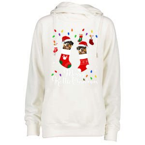 Merry Rottie Christmas Rottweiler Xmas Party Rottweiler Cool Gift Womens Funnel Neck Pullover Hood