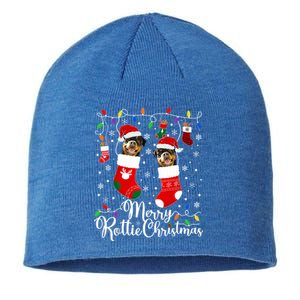 Merry Rottie Christmas Rottweiler Xmas Party Rottweiler Cool Gift Sustainable Beanie