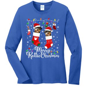 Merry Rottie Christmas Rottweiler Xmas Party Rottweiler Cool Gift Ladies Long Sleeve Shirt