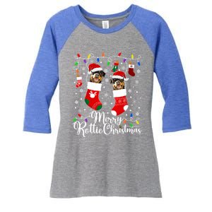 Merry Rottie Christmas Rottweiler Xmas Party Rottweiler Cool Gift Women's Tri-Blend 3/4-Sleeve Raglan Shirt