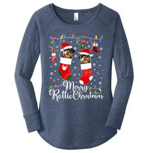 Merry Rottie Christmas Rottweiler Xmas Party Rottweiler Cool Gift Women's Perfect Tri Tunic Long Sleeve Shirt