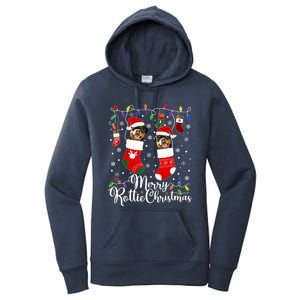 Merry Rottie Christmas Rottweiler Xmas Party Rottweiler Cool Gift Women's Pullover Hoodie