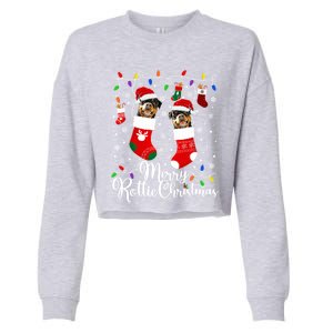 Merry Rottie Christmas Rottweiler Xmas Party Rottweiler Cool Gift Cropped Pullover Crew