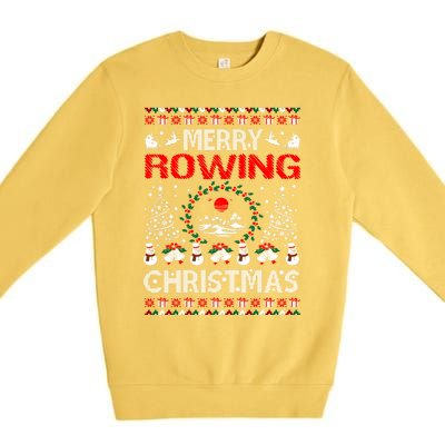 Merry Rowing Christmas Ugly Sweater Outdoors Premium Crewneck Sweatshirt