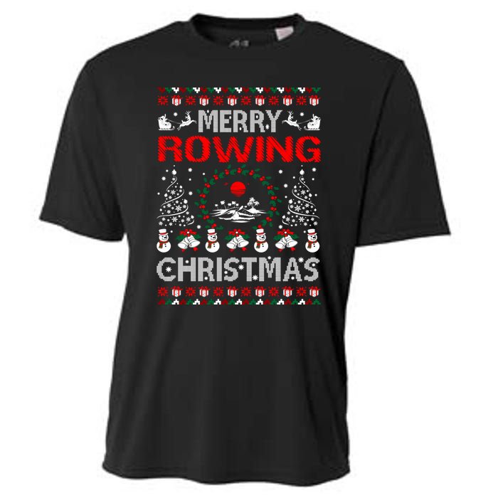 Merry Rowing Christmas Ugly Sweater Outdoors Cooling Performance Crew T-Shirt