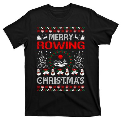 Merry Rowing Christmas Ugly Sweater Outdoors T-Shirt