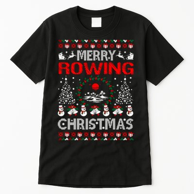 Merry Rowing Christmas Ugly Sweater Outdoors Tall T-Shirt