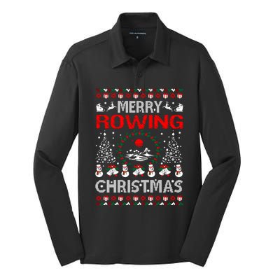 Merry Rowing Christmas Ugly Sweater Outdoors Silk Touch Performance Long Sleeve Polo