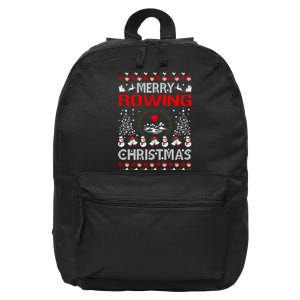 Merry Rowing Christmas Ugly Sweater Outdoors 16 in Basic Backpack