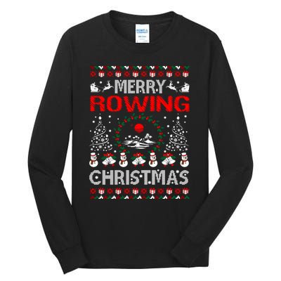 Merry Rowing Christmas Ugly Sweater Outdoors Tall Long Sleeve T-Shirt