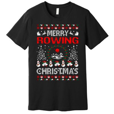 Merry Rowing Christmas Ugly Sweater Outdoors Premium T-Shirt