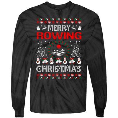 Merry Rowing Christmas Ugly Sweater Outdoors Tie-Dye Long Sleeve Shirt