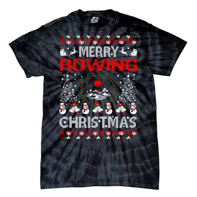 Merry Rowing Christmas Ugly Sweater Outdoors Tie-Dye T-Shirt