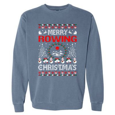 Merry Rowing Christmas Ugly Sweater Outdoors Garment-Dyed Sweatshirt