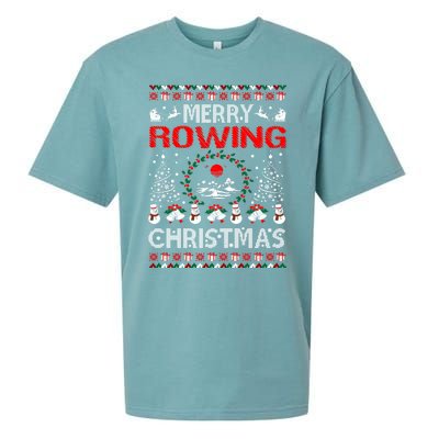 Merry Rowing Christmas Ugly Sweater Outdoors Sueded Cloud Jersey T-Shirt