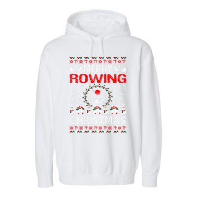 Merry Rowing Christmas Ugly Sweater Outdoors Garment-Dyed Fleece Hoodie