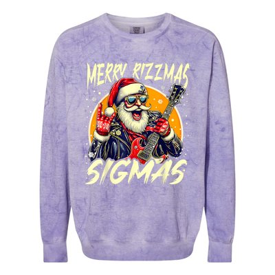 Merry Rizzmas Christmas Rizz Cool Santa Sunglasses Xmas Colorblast Crewneck Sweatshirt