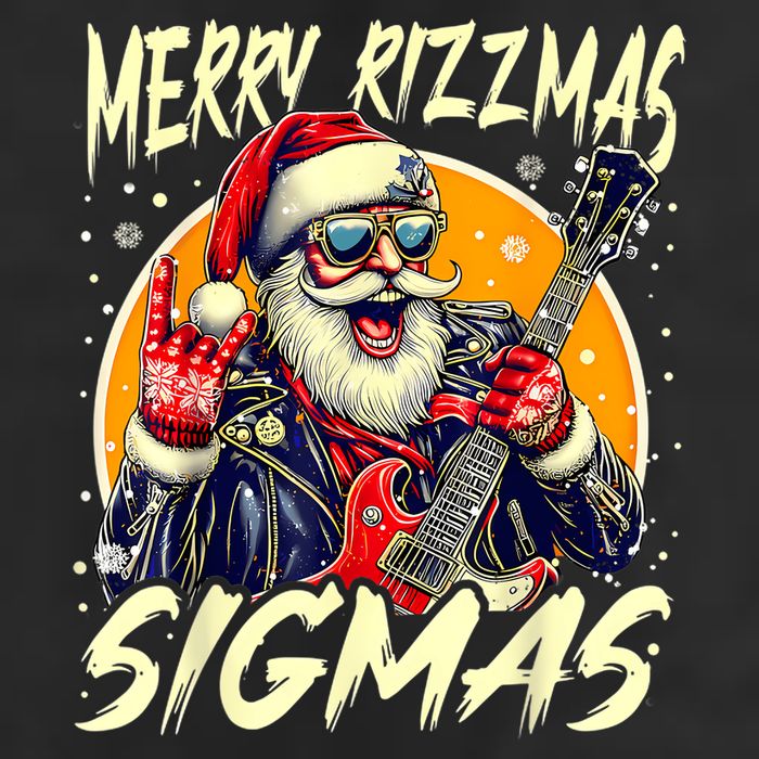 Merry Rizzmas Christmas Rizz Cool Santa Sunglasses Xmas 7 Panel Mesh Trucker Snapback Hat