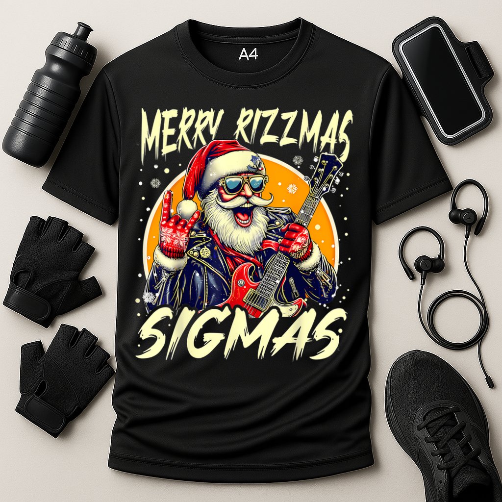 Merry Rizzmas Christmas Rizz Cool Santa Sunglasses Xmas Cooling Performance Crew T-Shirt