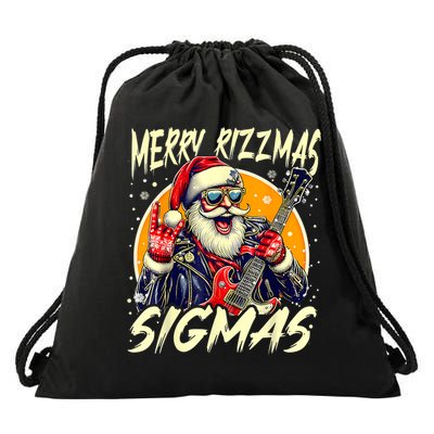 Merry Rizzmas Christmas Rizz Cool Santa Sunglasses Xmas Drawstring Bag
