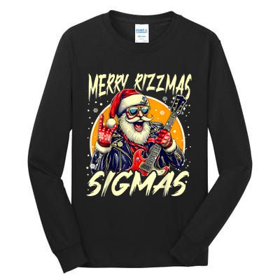 Merry Rizzmas Christmas Rizz Cool Santa Sunglasses Xmas Tall Long Sleeve T-Shirt