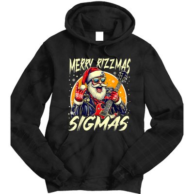 Merry Rizzmas Christmas Rizz Cool Santa Sunglasses Xmas Tie Dye Hoodie