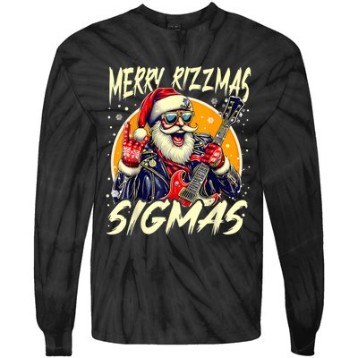 Merry Rizzmas Christmas Rizz Cool Santa Sunglasses Xmas Tie-Dye Long Sleeve Shirt