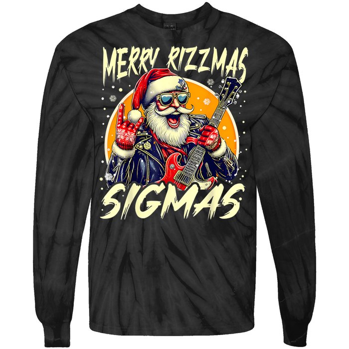 Merry Rizzmas Christmas Rizz Cool Santa Sunglasses Xmas Tie-Dye Long Sleeve Shirt