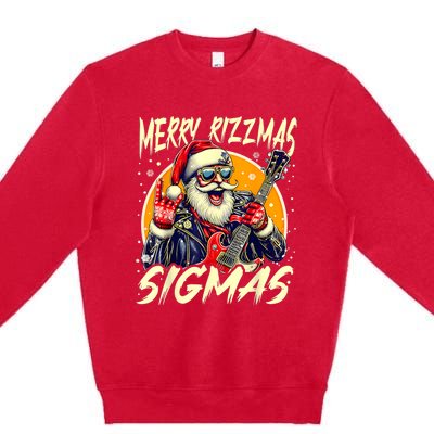 Merry Rizzmas Christmas Rizz Cool Santa Sunglasses Xmas Premium Crewneck Sweatshirt