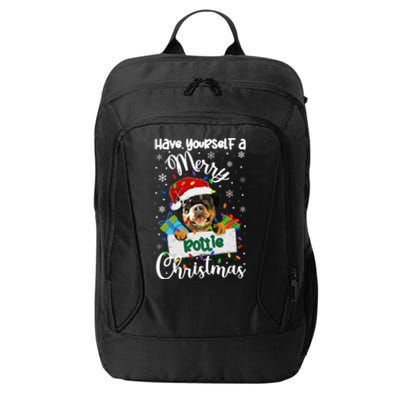 Merry Rottie Christmas Rottweiler Xmas Party Rottweiler Gift City Backpack