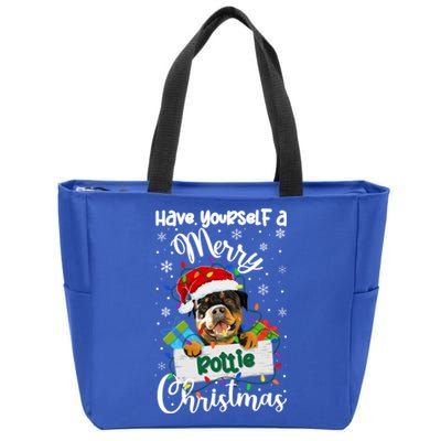 Merry Rottie Christmas Rottweiler Xmas Party Rottweiler Gift Zip Tote Bag