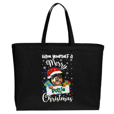 Merry Rottie Christmas Rottweiler Xmas Party Rottweiler Gift Cotton Canvas Jumbo Tote