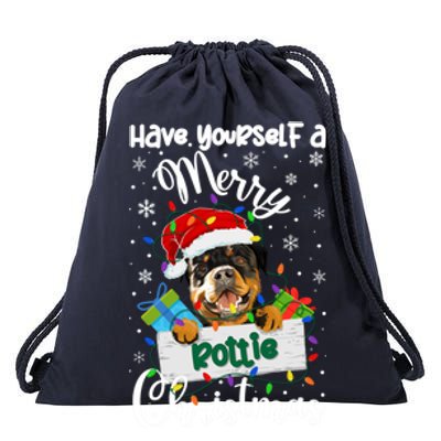 Merry Rottie Christmas Rottweiler Xmas Party Rottweiler Gift Drawstring Bag