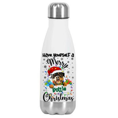 Merry Rottie Christmas Rottweiler Xmas Party Rottweiler Gift Stainless Steel Insulated Water Bottle