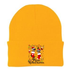 Merry Rottie Christmas Rottweiler Xmas Party Rottweiler Gift Knit Cap Winter Beanie