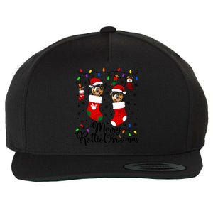 Merry Rottie Christmas Rottweiler Xmas Party Rottweiler Gift Wool Snapback Cap