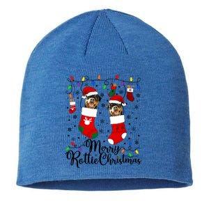 Merry Rottie Christmas Rottweiler Xmas Party Rottweiler Gift Sustainable Beanie