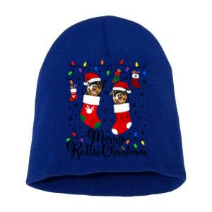 Merry Rottie Christmas Rottweiler Xmas Party Rottweiler Gift Short Acrylic Beanie