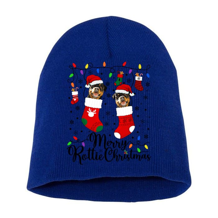 Merry Rottie Christmas Rottweiler Xmas Party Rottweiler Gift Short Acrylic Beanie