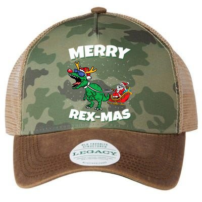 Merry Rexmas Christmas Pajama Santa Riding Dinosaur Trex Legacy Tie Dye Trucker Hat